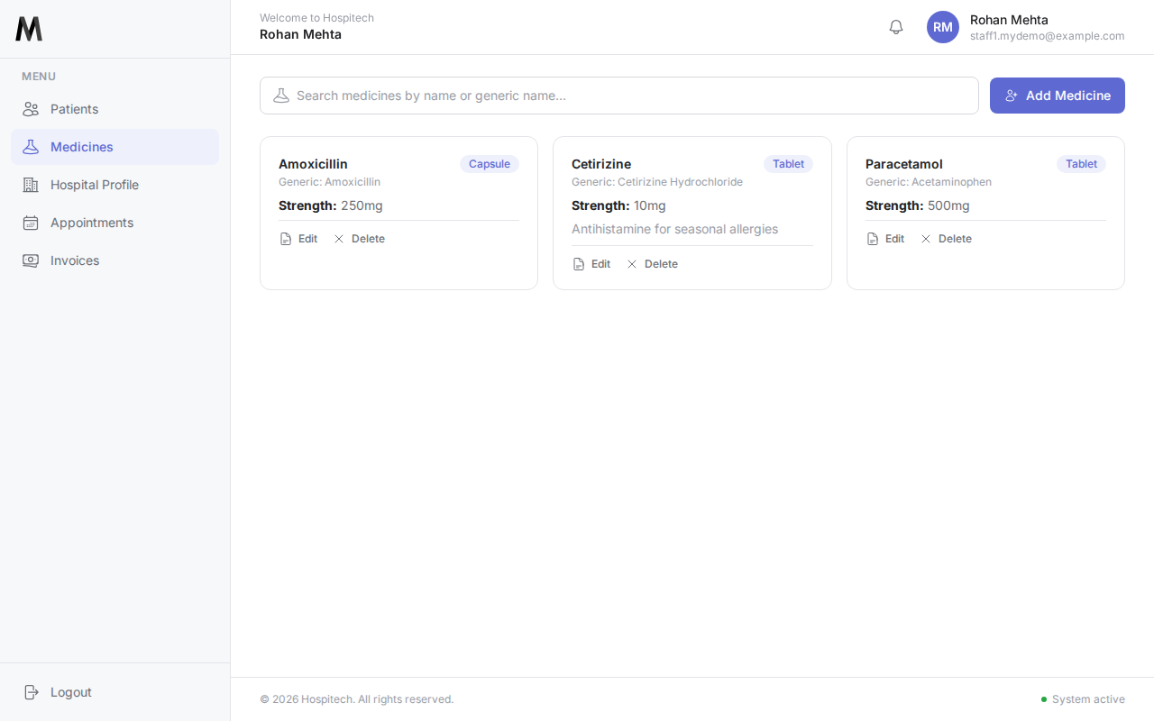 Medicine formulary list with a newly added medicine